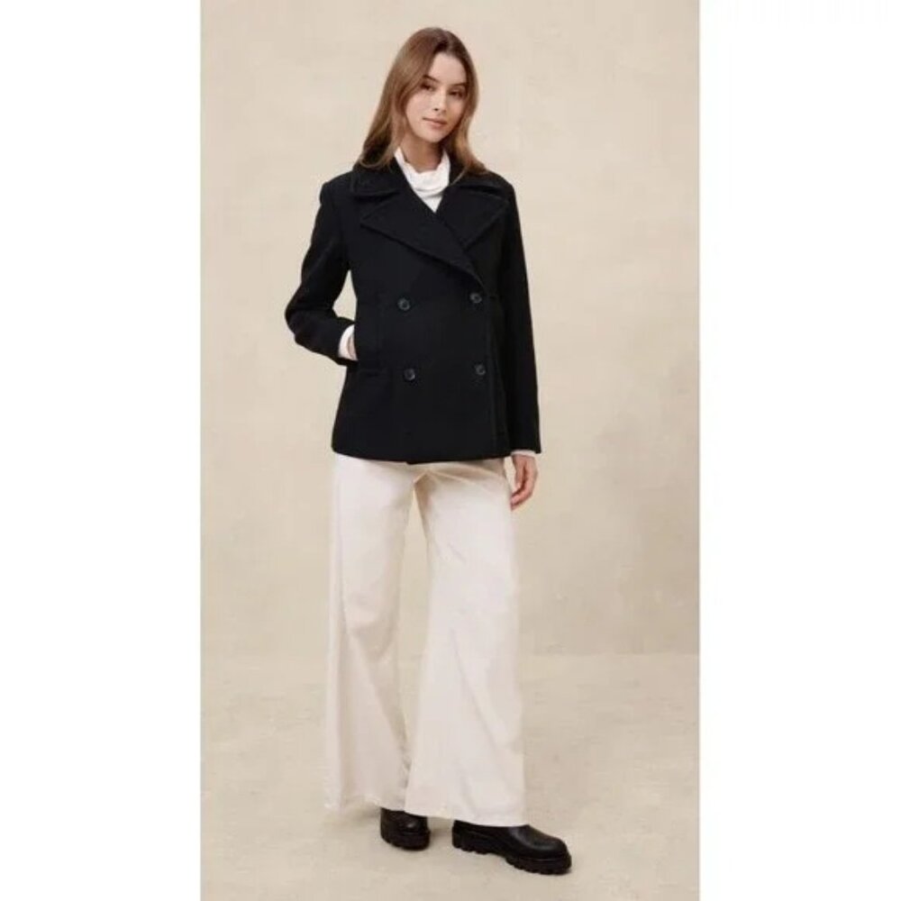 Banana Republic Factory Wool-Blend Peacoat size XS Navy